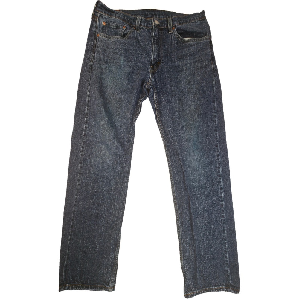 Levi's 505 Regular Fit Jeans Mens 34x32 Blue Denim Distressed